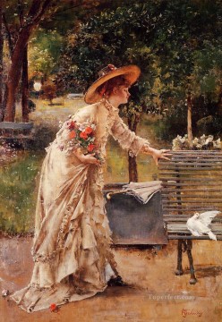 アルフレッド・スティーブンス Painting - 公園の午後の女性ベルギーの画家アルフレッド・スティーブンス